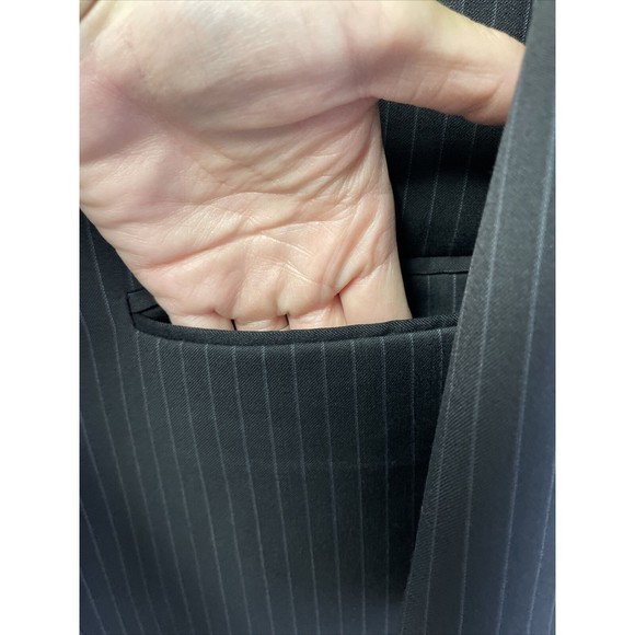Lauren Ralph Lauren Single Breasted Jacket Mens 46R  Black Pinstripe Wool Blazer - Picture 6 of 14
